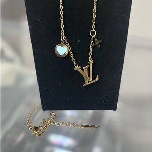 Gold Necklace with Heart and Initial Pendant